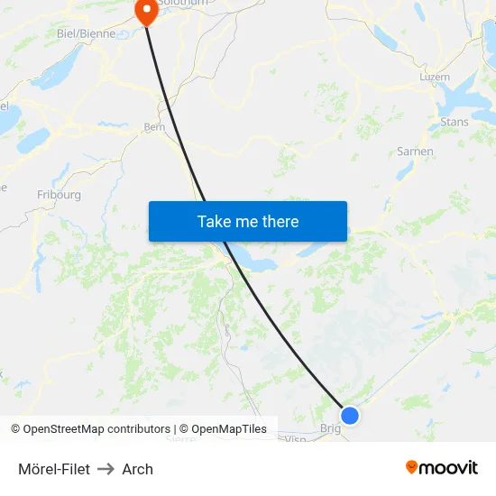 Mörel-Filet to Arch map