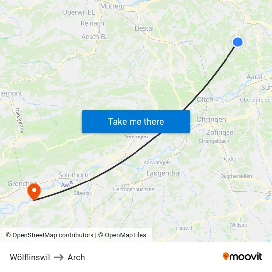 Wölflinswil to Arch map