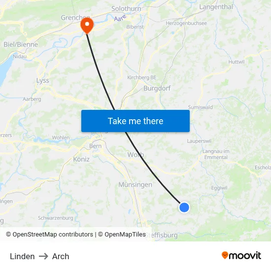 Linden to Arch map