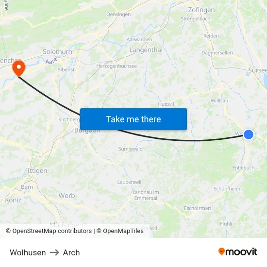 Wolhusen to Arch map