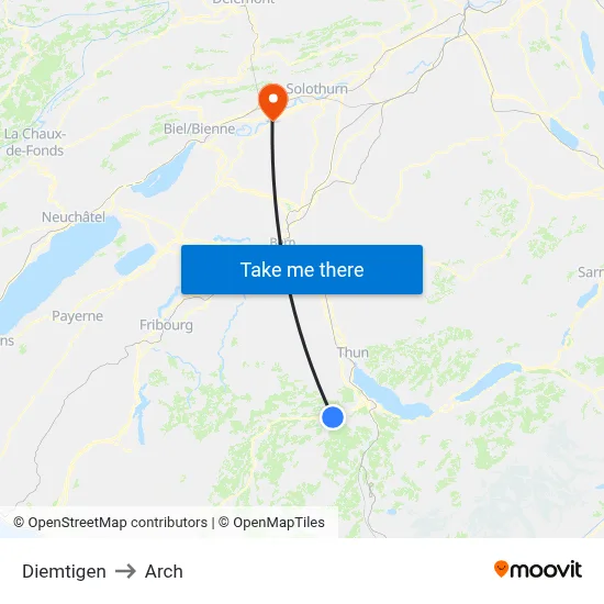Diemtigen to Arch map