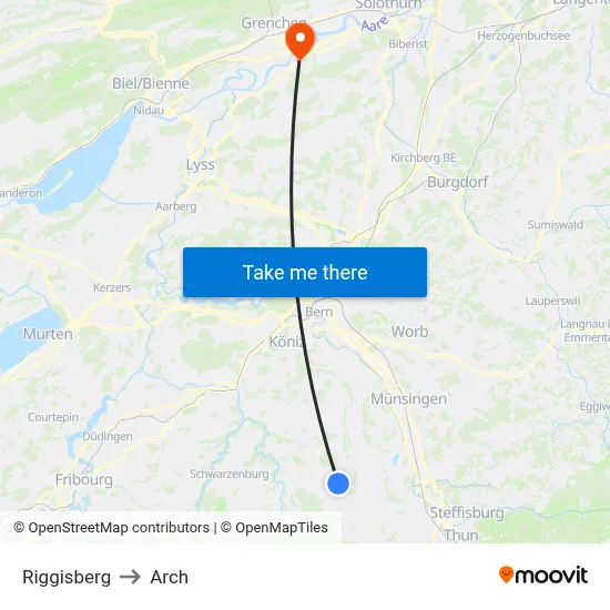 Riggisberg to Arch map