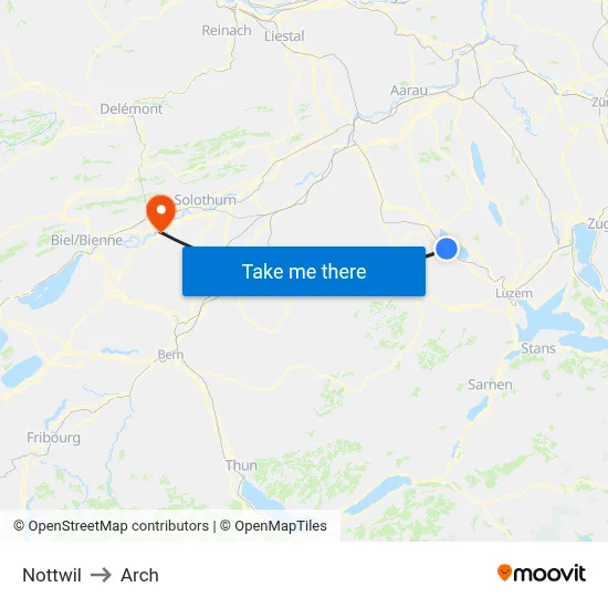 Nottwil to Arch map