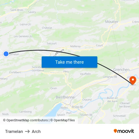 Tramelan to Arch map