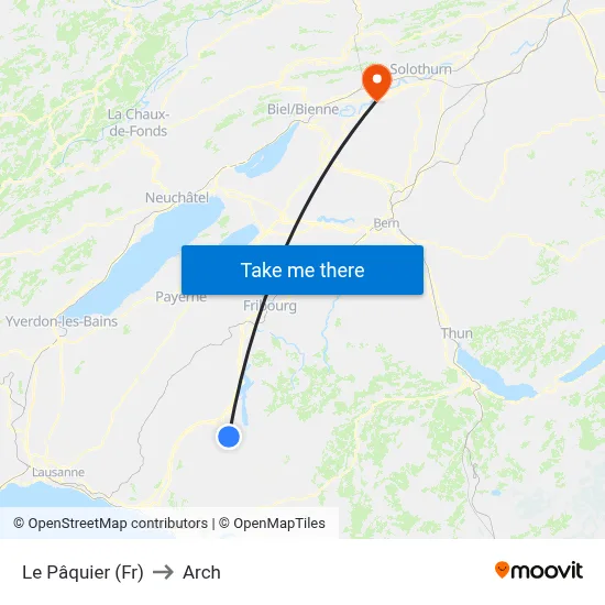 Le Pâquier (Fr) to Arch map
