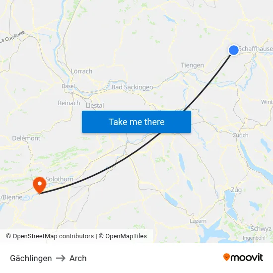 Gächlingen to Arch map