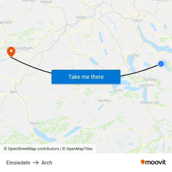 Einsiedeln to Arch map