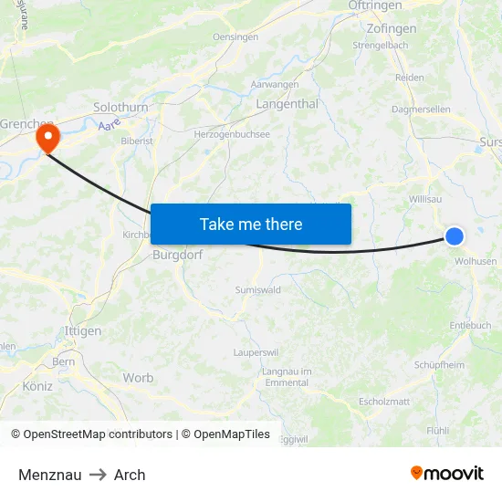 Menznau to Arch map