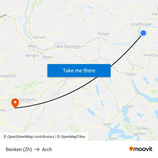 Benken (Zh) to Arch map