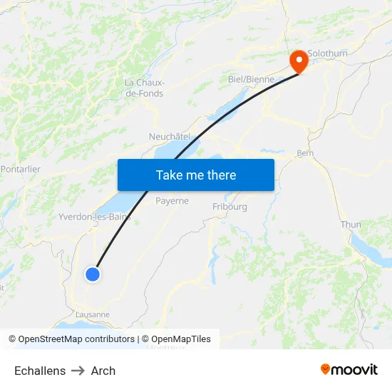 Echallens to Arch map