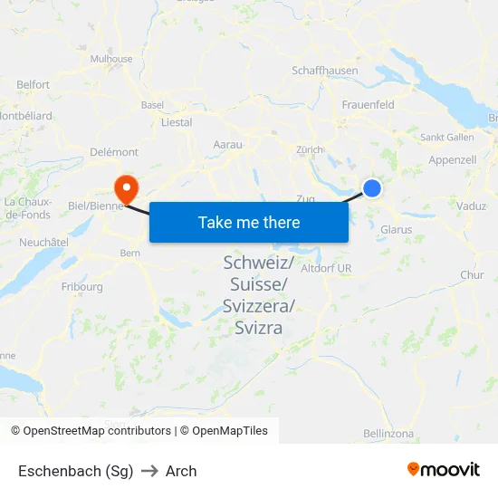 Eschenbach (Sg) to Arch map