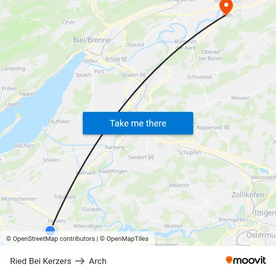 Ried Bei Kerzers to Arch map