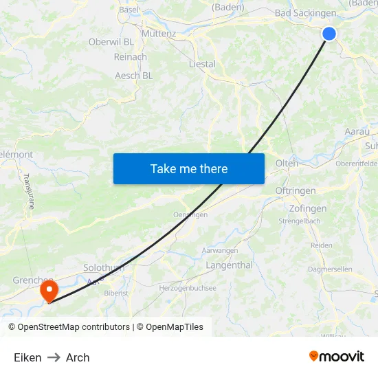 Eiken to Arch map