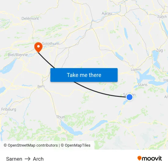 Sarnen to Arch map