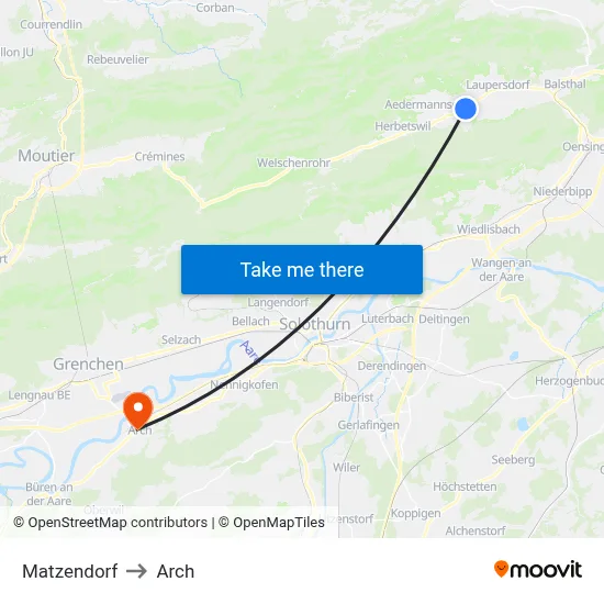 Matzendorf to Arch map
