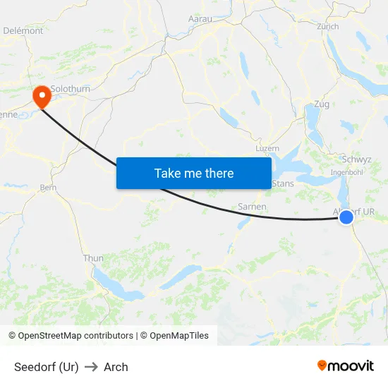 Seedorf (Ur) to Arch map