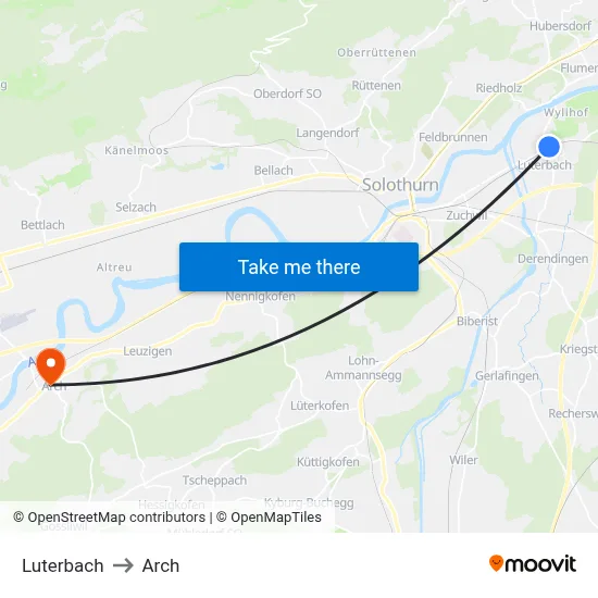Luterbach to Arch map