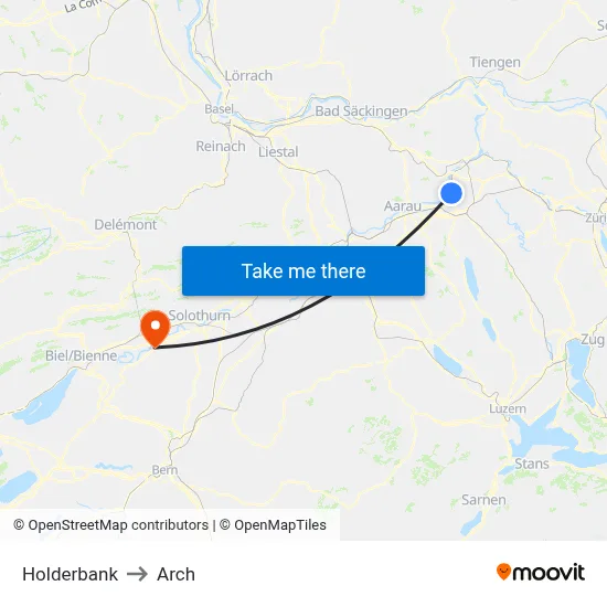 Holderbank to Arch map