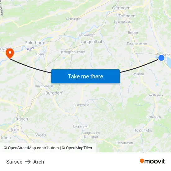 Sursee to Arch map