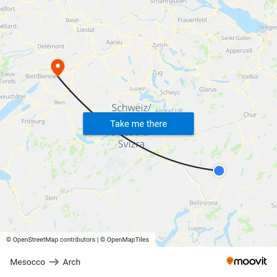 Mesocco to Arch map