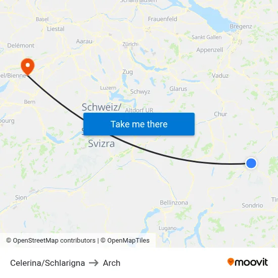 Celerina/Schlarigna to Arch map