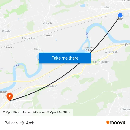 Bellach to Arch map
