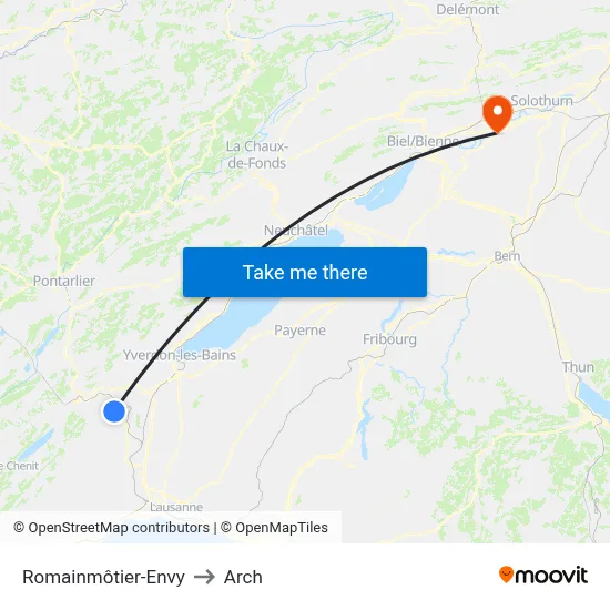 Romainmôtier-Envy to Arch map
