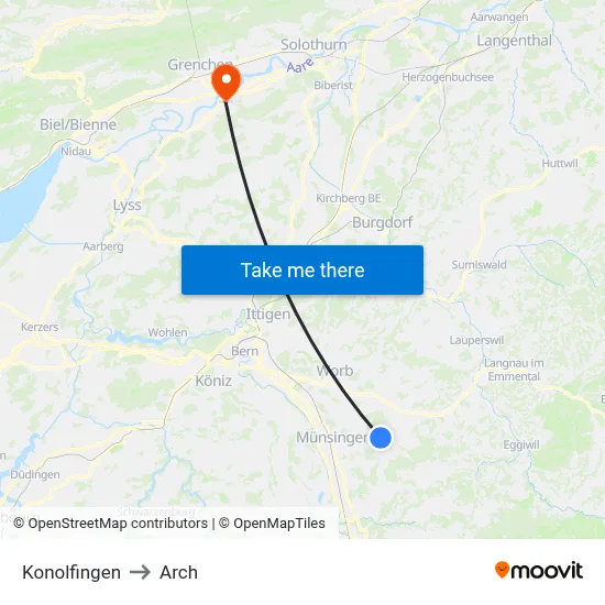 Konolfingen to Arch map
