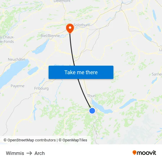 Wimmis to Arch map
