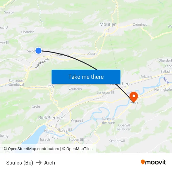 Saules (Be) to Arch map