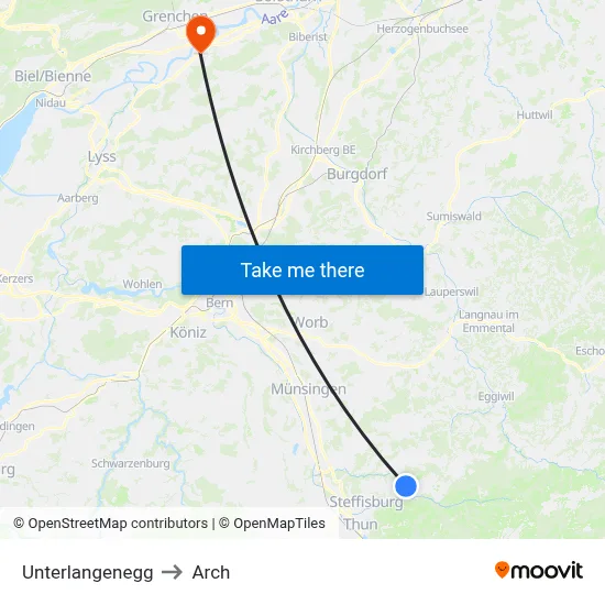 Unterlangenegg to Arch map