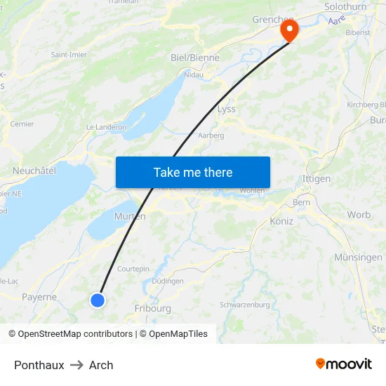 Ponthaux to Arch map