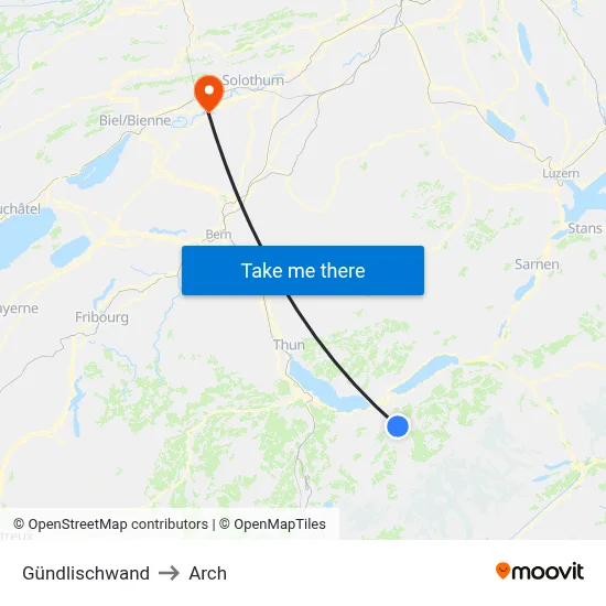 Gündlischwand to Arch map