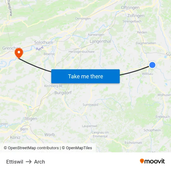 Ettiswil to Arch map
