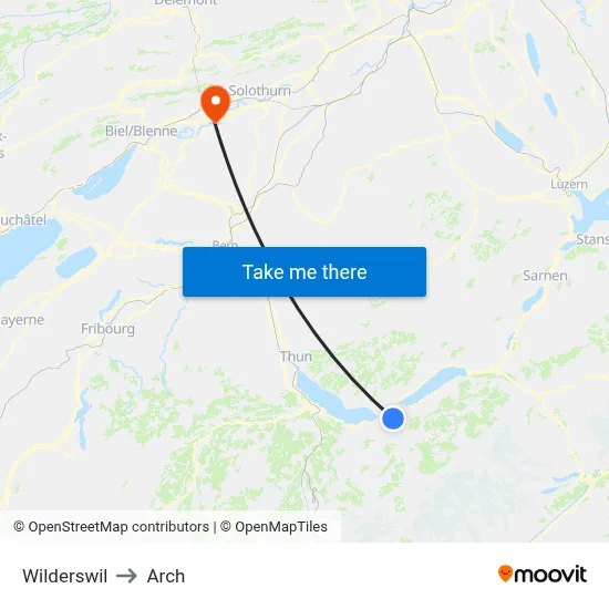 Wilderswil to Arch map