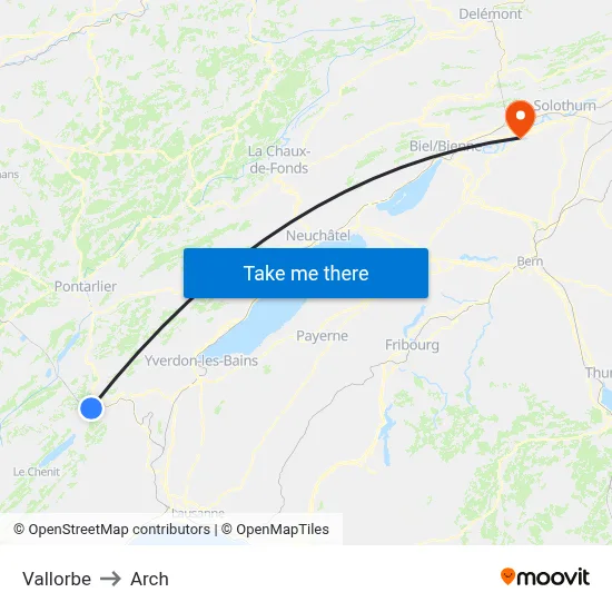 Vallorbe to Arch map
