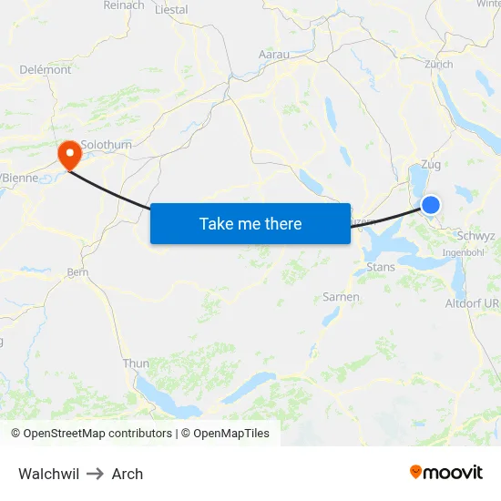 Walchwil to Arch map
