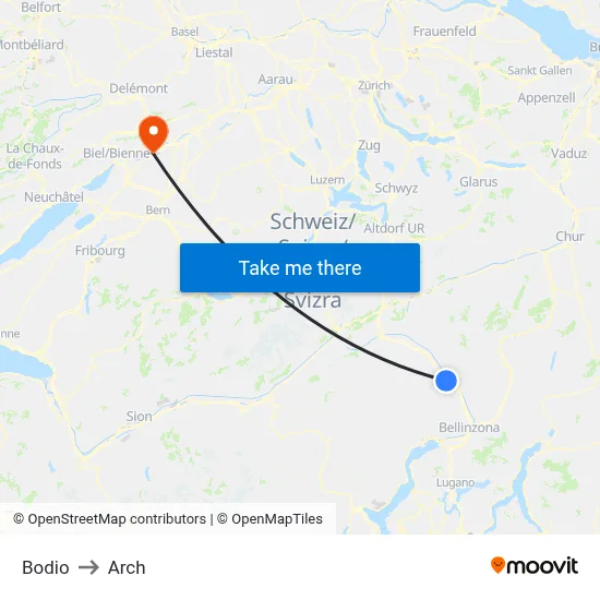 Bodio to Arch map