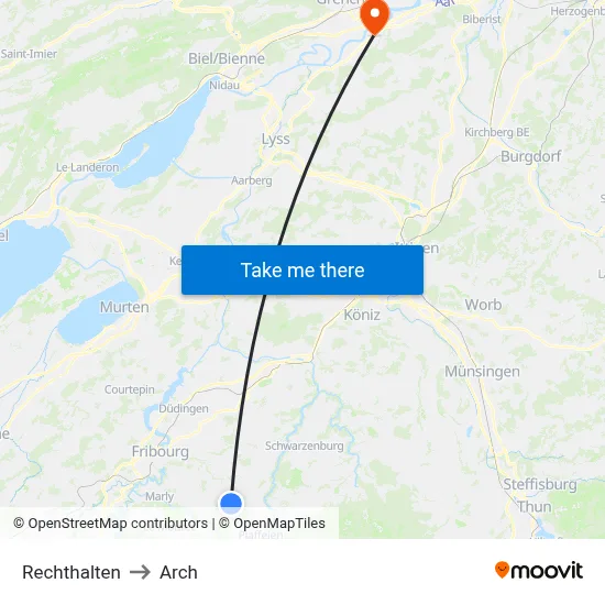 Rechthalten to Arch map
