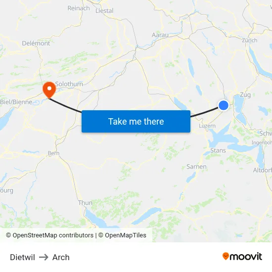 Dietwil to Arch map