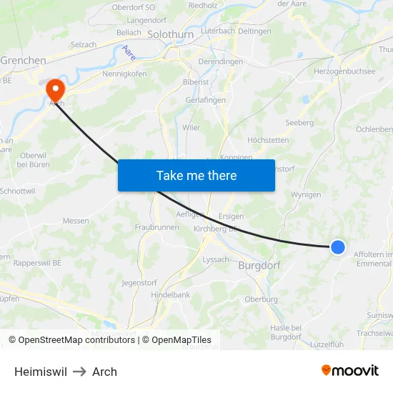Heimiswil to Arch map