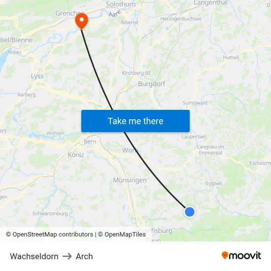 Wachseldorn to Arch map