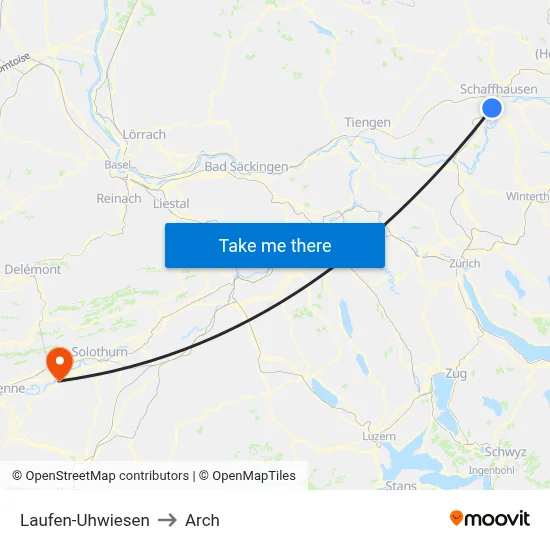 Laufen-Uhwiesen to Arch map