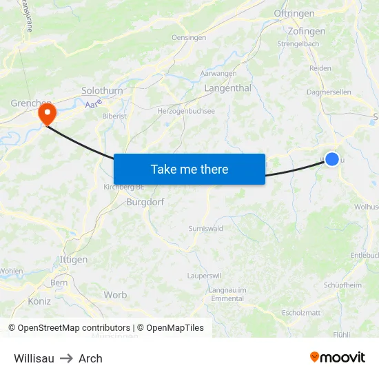Willisau to Arch map