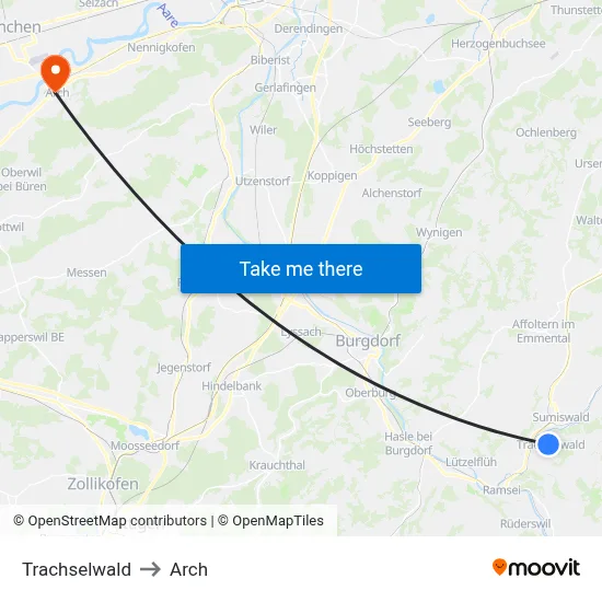 Trachselwald to Arch map