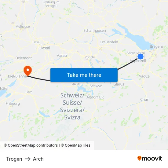 Trogen to Arch map