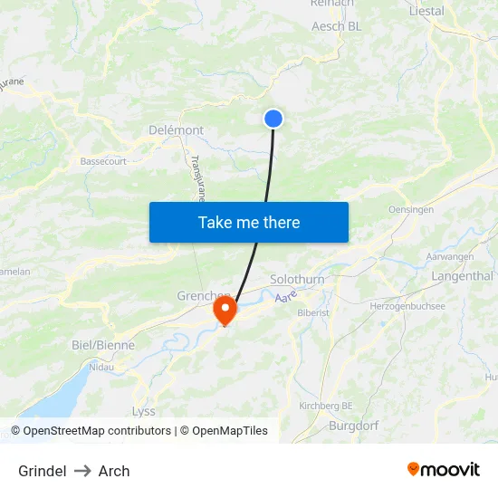 Grindel to Arch map