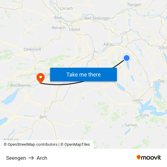 Seengen to Arch map