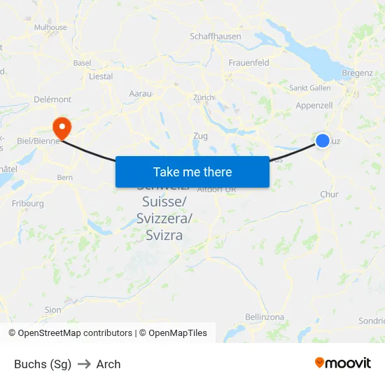 Buchs (Sg) to Arch map