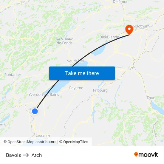 Bavois to Arch map